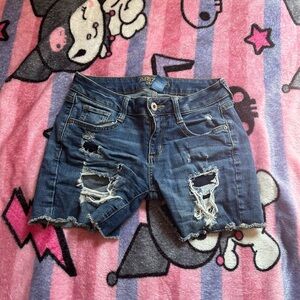 dark blue denim shorts